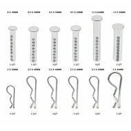 borgveerassortiment met pinnen 56 delig - veersplitpennen - borgveren - r-clips - haarspeld veer - asta