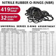 419 delig o-ringenset - o ringen - 32 maten - rubber ring - afdichtingsringen - afsluitringen - o ring