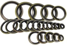 150 delige metalen en rubberen&nbsp;afsluitringen&nbsp;- metaal met rubber - afdichtingsringen - sluitringen - bonded seals