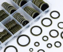 150 delige metalen en rubberen&nbsp;afsluitringen&nbsp;- metaal met rubber - afdichtingsringen - sluitringen - bonded seals