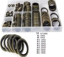 150 delige metalen en rubberen&nbsp;afsluitringen&nbsp;- metaal met rubber - afdichtingsringen - sluitringen - bonded seals
