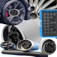 22 delige audi wielboutslot doppen - wielmoer slot sleutel set - anti wielbout demontage dop - speciale velgen dop - velgslotdo