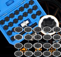 22 delige audi wielboutslot doppen - wielmoer slot sleutel set - anti wielbout demontage dop - speciale velgen dop - velgslotdo