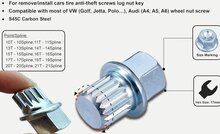 10 delige volkswagen anti diefstal slotbout doppen met abc0 t/m abc9 - wielmoer dop - veeltand demontage velgendoppen - velgen 
