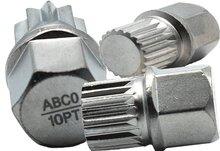 10 delige volkswagen anti diefstal slotbout doppen met abc0 t/m abc9 - wielmoer dop - veeltand demontage velgendoppen - velgen 