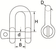 16 mm verzinkte d sluiting met borstbout - kettingsluiting - schakelsluiting - treksluiting - koppelsluiting