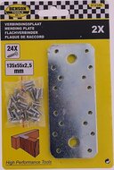 2x verbindingsplaat 135 x 55 x 2,5 mm - koppelplaat - verstevigingsplaat - ijzerplaat - montageplaat - schetsplaat - constructi