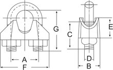 13 mm&nbsp;verzinkt staaldraadklem - staalkabelklem - kabelklem - draadklem - persklem - beugelklem - draadzadelklem