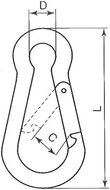 12&nbsp; mm x 140 mm&nbsp;karabijnhaak - musketonhaak - carabiner - werkhaak - karabijn haak - veiligheidshaak - festonhaak