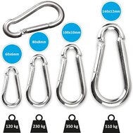 7 mm x 70 mm karabijnhaak - musketonhaak - carabiner - werkhaak - karabijn haak - veiligheidshaak - festonhaak