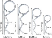 &Oslash;&nbsp;2 mm dubbele borgveer - veerpen - haarspeldveer - borgbeugel - verenstaal borgclip - veiligheidsklem - klemveer