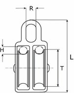 7 mm diameter kabel 230&nbsp;kg belasting katrol dubbel wiel nylon - Kabelkrol - draadkabelblok - hangkatrol - geleide wiel&amp;#