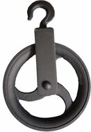 220 mm diameter wiel&nbsp;hijshaak - katrol met haak - decoratie katrol - sierkatrol - hijskatrol