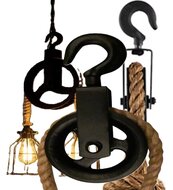 220 mm diameter wiel&nbsp;hijshaak - katrol met haak - decoratie katrol - sierkatrol - hijskatrol