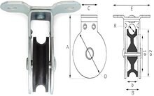 50 mm katrol 6.5mm diameter kabel - katrol met voetplaat - geleidekatrol - staandekatrol - hangende katrollen