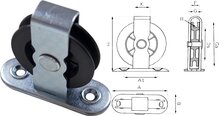 50 mm 3.5mm diameter kabel dwarskatrol -&nbsp;katrol met voetplaat - trekkatrol - touwkatrol - staalkabelkatrol - lierkatrol 