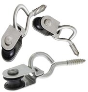 5 mm diameter kabel 15 mm&nbsp;katrol met schroefoog rvs en nylon wiel - schroefkatrol - kabelkatrol - hangkatrol - katrollen