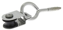 5 mm diameter kabel 15 mm&nbsp;katrol met schroefoog rvs en nylon wiel - schroefkatrol - kabelkatrol - hangkatrol - katrollen
