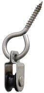 5 mm diameter kabel 15 mm&nbsp;katrol met schroefoog rvs en nylon wiel - schroefkatrol - kabelkatrol - hangkatrol - katrollen