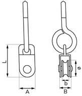 5 mm diameter kabel 15 mm&nbsp;katrol met schroefoog rvs en nylon wiel - schroefkatrol - kabelkatrol - hangkatrol - katrollen