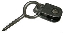 5 mm diameter kabel 15 mm&nbsp;katrol met schroefoog rvs en nylon wiel - schroefkatrol - kabelkatrol - hangkatrol - katrollen