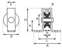 6,5 mm diameter kabel 40&nbsp;mm staande katrol -&nbsp;katrol met voetplaat - hijskatrol - geleidekatrol - open behuizing k