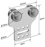 19 mm rail katrol met dubbele gelagerde wielen&nbsp;- schuifzeil hang katrol - deur katrol - opleggerschuifrol - zeilrollen -
