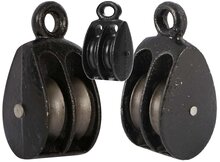 3 mm diameter touw of kabel 12 mm kleine katrol dubbel - hijskatrol - sierkatrol - decoratiekatrol - gietijzer katrol - katroll