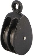 3 mm diameter touw of kabel 12 mm kleine katrol dubbel - hijskatrol - sierkatrol - decoratiekatrol - gietijzer katrol - katroll