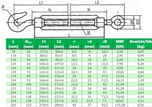 m 10 spanschroef haak-oog - spanner - draadspanner - windverbandspanner - contructiespanner - schoorspanner