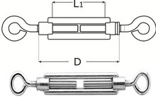 &nbsp;m5 x 70 draadspanner oog - oog verzinkt gebogen oog - spanner - spanschroef &nbsp;- windverbandspanner - constructies