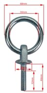 M10 x 35mm ring met bout - bindoog - cantonal ring - vastzetring - aanlijnring - paardentrailerring