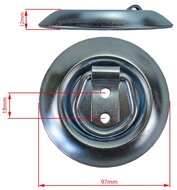 96 mm ronde vloerring met bevestigingsring 34 mm x 48 mm - opbouw vloeranker - vloeroog - bindoog - aanhangeroog- sjoroog