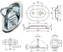 145 x 100 ovale verzinkte vloerring - verzonken sjoroog - vloeroog - bindoog - vloeranker - aanhanger bindring
