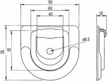 90 x 86 mm sjoroog met 1 bevestigingsgat 8 mm&nbsp;- bindoog - vloeroog - vloeranker - vloerring voor de aanhanger - vastzeto