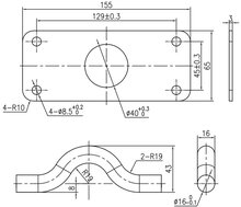 155 x 65 mm en 43 mm hoog wandoog&nbsp;met tegenplaat - wandanker - bindoog &nbsp;- sjoroog - vastzetoog - vloerring voor de aanhanger