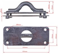 155 x 65 mm en 43 mm hoog wandoog&nbsp;met tegenplaat - wandanker - bindoog &nbsp;- sjoroog - vastzetoog - vloerring voor de aanhanger
