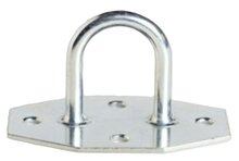 65 x 40 x 35 mm verzinkt beugelplaat - zeiloog - bindoog - sjoroog op voetplaat - achthoekige grondplaat met oog - vloeroog