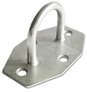 65 x 40 x 35 mm verzinkt beugelplaat - zeiloog - bindoog - sjoroog op voetplaat - achthoekige grondplaat met oog - vloeroog