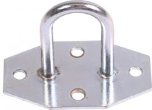 65 x 40 x 35 mm verzinkt beugelplaat - zeiloog - bindoog - sjoroog op voetplaat - achthoekige grondplaat met oog - vloeroog