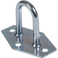 65 x 40 x 35 mm verzinkt beugelplaat - zeiloog - bindoog - sjoroog op voetplaat - achthoekige grondplaat met oog - vloeroog