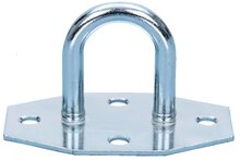 65 x 40 x 35 mm verzinkt beugelplaat - zeiloog - bindoog - sjoroog op voetplaat - achthoekige grondplaat met oog - vloeroog