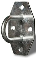 65 x 40 x 35 mm verzinkt beugelplaat - zeiloog - bindoog - sjoroog op voetplaat - achthoekige grondplaat met oog - vloeroog