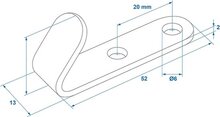 52 x 13 x 2 mm verzinkt corrosseriehaak - schroefbaar touwhaak