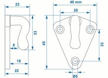 40 x 45 mm &nbsp;gegalvaniseerd metalen driehoek touwhaak - schroefbaar sjorhaak 3 gaten - spanhaak- aanhangerhaak