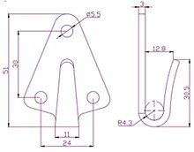 40 x 50 mm verzinkt driehoek touwhaak met boutverbinding - sjorhaak - bindhaak - aanhangerhaak - opschroefbaar