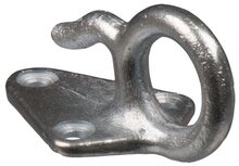 70 x 40 mm gietijzeren touwhaak met oog - bindhaak - bindoog - aanhanger sjoroog - gaaskleed haak