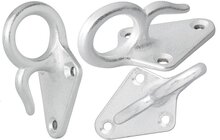 70 x 40 mm gietijzeren touwhaak met oog - bindhaak - bindoog - aanhanger sjoroog - gaaskleed haak