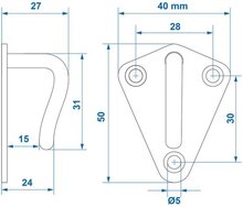 40 x 50 verzinkt driehoek touwhaak metaal - bindhaak&nbsp;-&nbsp;aanhangerhaak - sjorhaak - elastiekhaak