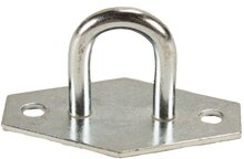 40 X 30 mm verzinkt huifsluiting op voetplaat met 2 schroefogen - bindoog - zeiloog - sjoroog - beugel op voetplaat - spanoog